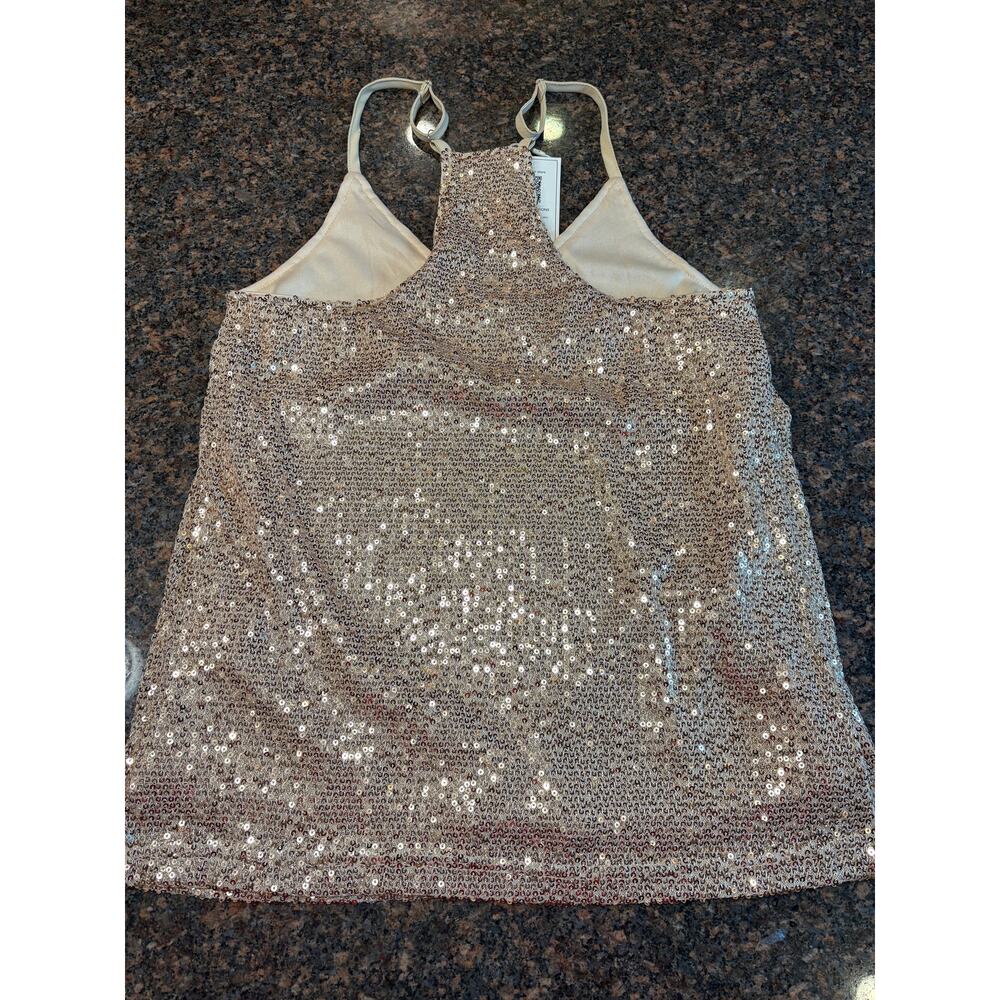 Gold Sequin V-Neck Cami Racerback Adjustable Straps Size XS NWT - Picture 7 of 13